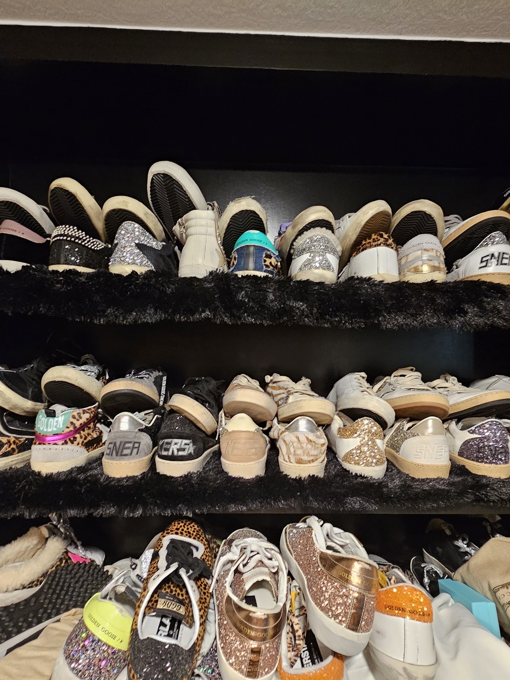 Golden Goose Mixed Metallic and Glitter Sneakers in White, Gold, Silver, Black
